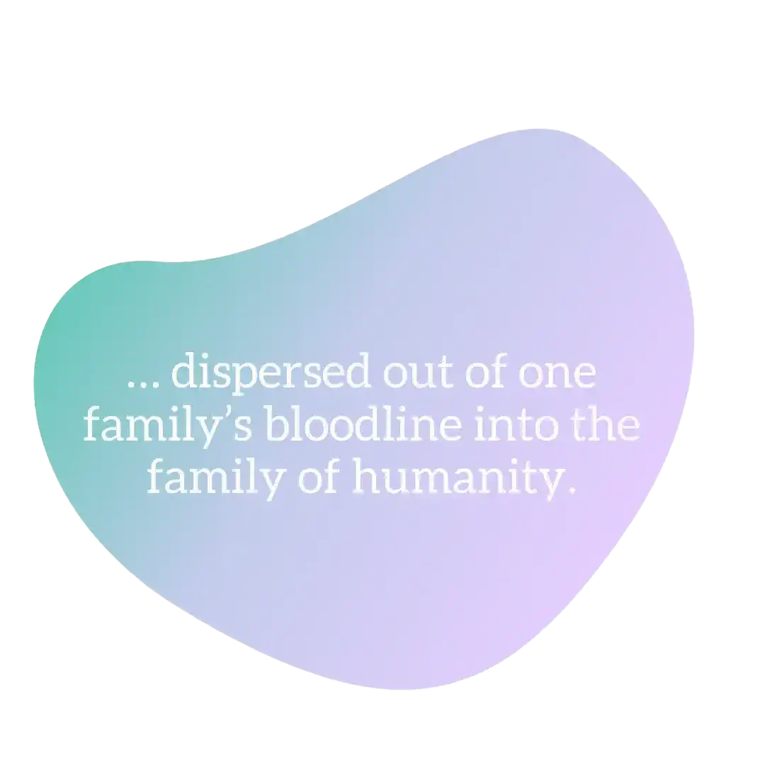 dispersed out of one family's bloodline into the family of humanity